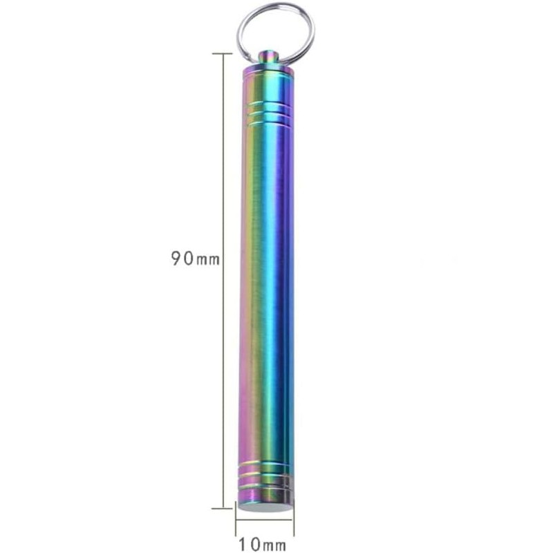 Titanium Toothpick Holder Keychain Fruit Picks Tooth Cleaning Tool Container