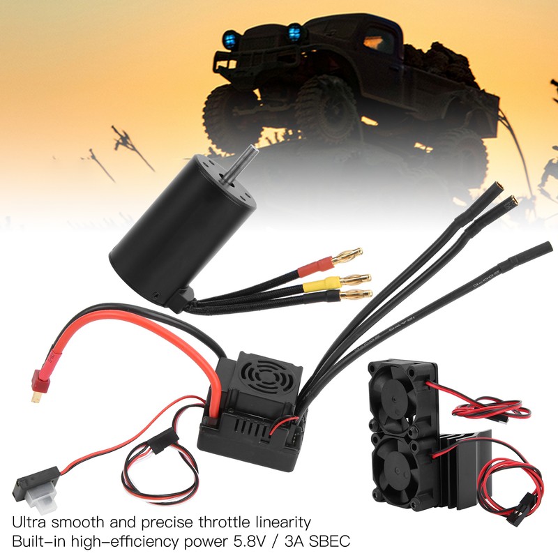Waterproof 3660 3800KV Brushless Motor 80A Brushless ESC Heatsink Combo