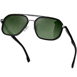 KANASTAL Polarized Sunglasses for Women Men, Sun Glasses UV Protection, Square Frame Shades for Party Driving Traveling Fishing Black / G15