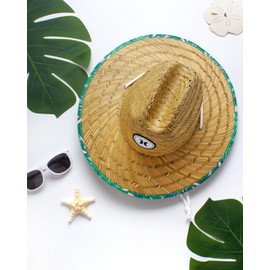 Hurley Women's Straw Hat - Capri Medium Brim Real Straw Lifeguard Sun Hat with Chin Strap, Size One Size, Veranda