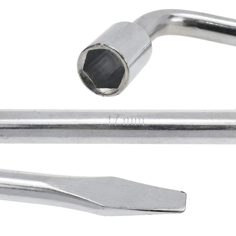 Semetall 17mm Car Spare Tire Lug Wrench,Slotted End Socket Repair