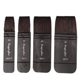 Longyinzhai Hake Brushes Set of 4 (20,30,40,50) - Squirrel Blend Watercolor Brushes - Stained Birch Short Handle - Ideal for Washes (Ferrous, Small Size (Clothes Etc))