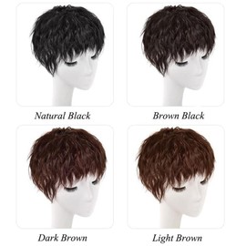 Brown Wig Pieces for Top of Head, Curly Hair Topper Replacement Fluffy Hairpiece Seamless Clip in Top Wiglet for Women Thin Hairs Hairpieces,Women Thin,Wigs and Accessories Hair Care