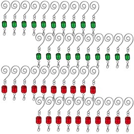 BANBERRY DESIGNS Christmas Ornament Hooks - Set of 40 Red and Green Acrylic Silver Wire Ornament Hangers - Decorative Scroll S-Hook Tree Accessorizes with Lobster Claws - Holiday Seasonal Decorations…
