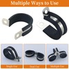 22 PCS Stainless Steel Rubber Cushioned R Shape Clamps,Cable Mounting
