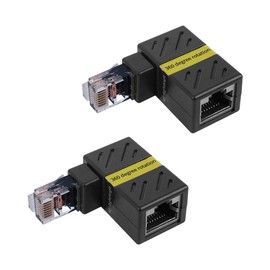 Namvo 2 Pack Gigabit 360 Degree Ethernet Adapter - 90 Degree Angle Network LAN Extension Adapter for CAT5/CAT6, 1000Mbps RJ45 8P8C Male to Female for Computers, Laptops, Routers