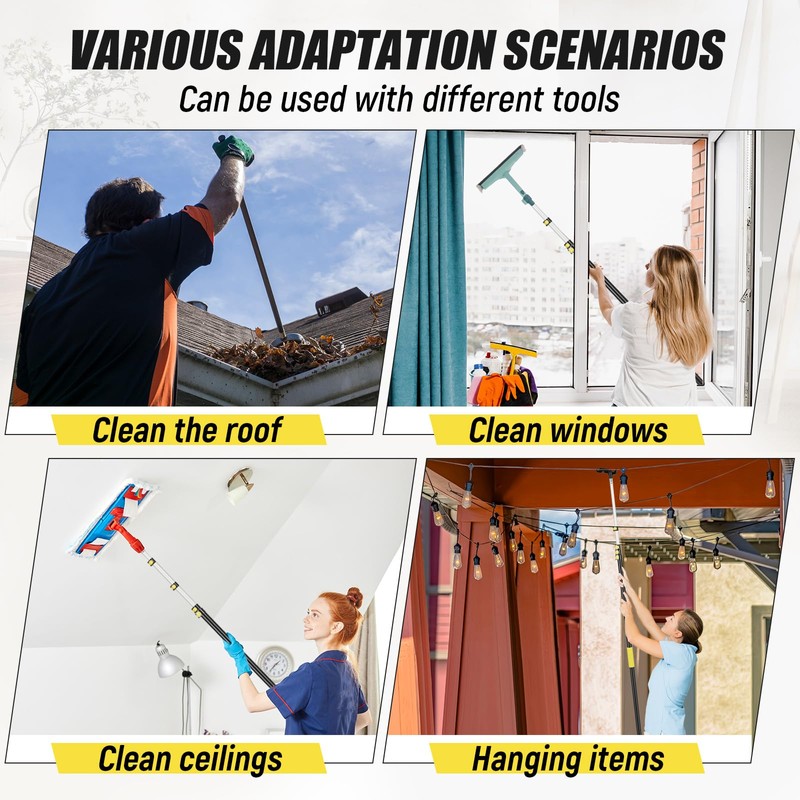 Leriton 7-30ft Long Telescopic Extension Pole with Hook Paint Roller