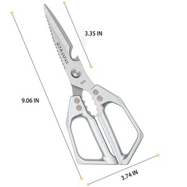Multi-Purpose Rust Proof Kitchen Shears,Dishwasher Safe,Can be Used to Cut Vegetables, Chicken, Steak,Scrape Fish Scales, and Open Bottle Caps, etc(Silvery)