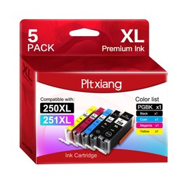 250XL 251XL Ink Cartridges - Replacement for Canon PGI-250XL BK & CLI-251XL Series - Compatible with PIXMA MG5420/MG5520/MG6420//MG6620/MG7120/G7520 /MX922/IX6820/Printer(5pack-Excluding Gray)