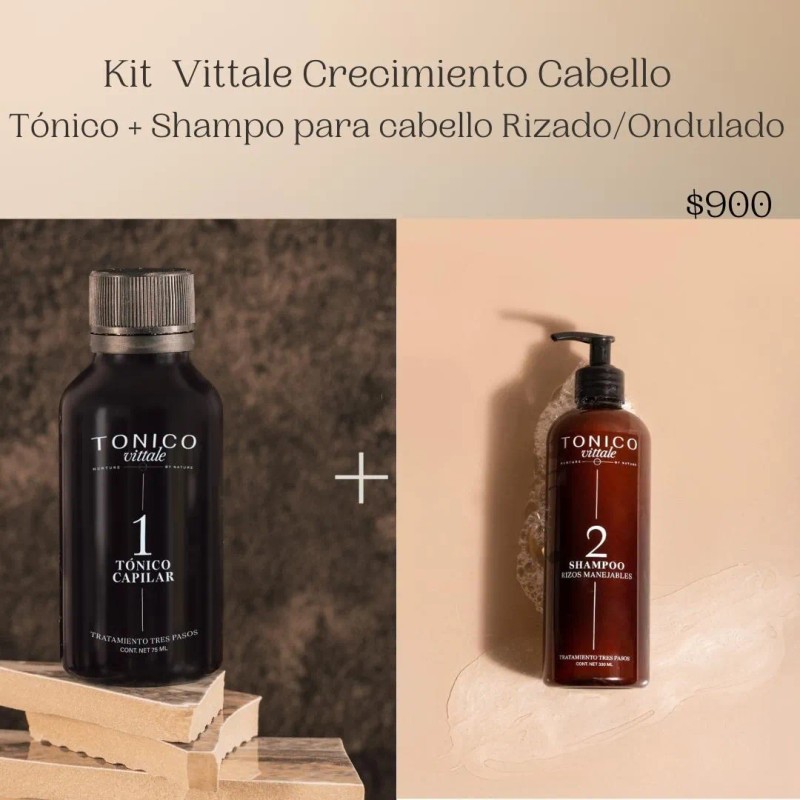 Paquete Tónico Y Shampoo Para Cabello Rizado Tonico Vittale