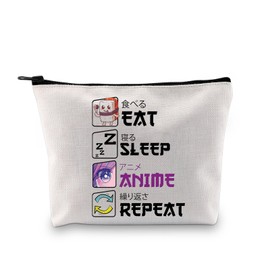 BDPWSS Eat Sleep Anime Repeat Cute Kawaii Manga Makeup Bag Anime Lover Cosmetic Bags Japanese Animation Lover Gift (Eat Sleep Anime bagCA)
