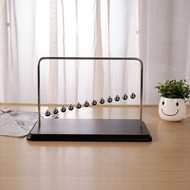 Generic Newtons Cradle Balance Balls Office Decorations for Work Science Physics Gadget Wooden Base Pendelum Balls Desk Decor Swinging Kinetic Motion Toy Cool Desk & Office Accessories (12 Beads)