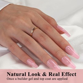SXVME Gel Nail Tips Long Coffin Press on Nails Soft Gel Nails Tips 300Pcs Pre Colored Natrual Pink Tips Press ons Soak Off Acrylic Fake Nails Extensions DIY
