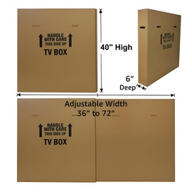 UOFFICE Moving Box Bundle - Adjustable Flat Screen TV Box (1-Pack) For Moving & Storage,