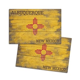 Albuquerque, New Mexico, Rustic State Flag (4x6 Birch Wood Postcards, 2-Pack Stationary, Rustic Home Wall Decor)