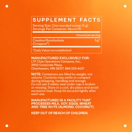 LTH Power Creatine Monohydrate - Trusted by Life Time Members - Creapure Creatine Supplement for Muscle, Energy & Brain Support - NSF Certified for Sport - Gluten-Free - 16 oz (90 Servings)