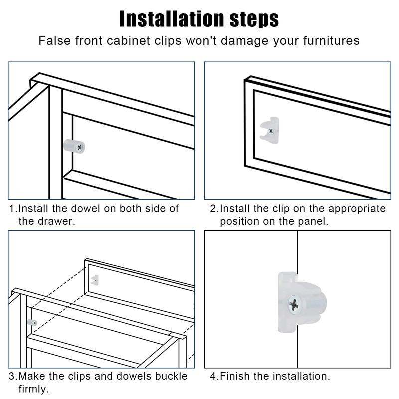 False Drawer Front Clips, 20 Pairs False Front Cabinet Drawer