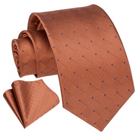 Enlision Orange Ties for Men Wedding Plaid Tie Pocket Square Formal Business Necktie & Handkerchief Set
