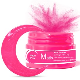 Matio Neon Pigment Powder, 1.8oz/ 50g Neon Pink Highly Fluorescent Nail Powder Iridescent Mica Powder for Epoxy Resin, Soap Making, Candle Dye, Bath Bomb, Nails, Tumblers, Slime, Painting, DIY Crafts