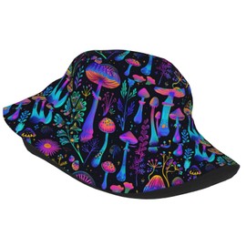 Colorful Mushroom Funny Bucket Hat for Men Women Fashion Unisex Fishing Hat Fisherman Sun Caps Headwear for Outdoor Summer Travel Hiking Beach