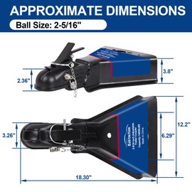 15,000 lbs Heavy Duty A-Frame Trailer Coupler, Class III, Fits 2-5/16" Hitch Ball, Powder-Coated Black – Rust Resistant, Bolt-On Mount