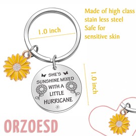 ORZOESD Sunshine Gifts Sun Charm Keychain Sunshine Hurricane Keychain Sunflower Motivation Gift Inspirational Jewelry Retirement Gift For Grandma Keychain Mothers Day Keychain For Mom