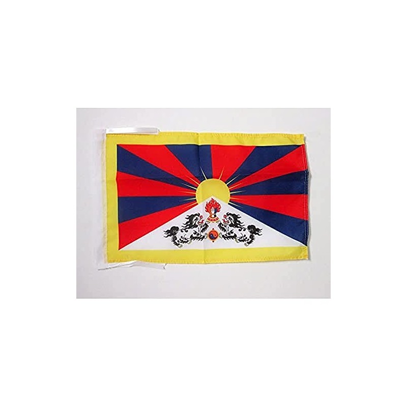 AZ FLAG Tibet Flag 18'' x 12'' cords - Tibetan-Buddhist