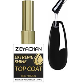 ZEYACHAN 15 ml Top Coat Gel UV Nail Polish No Wipe Top Coat Shiny - For Nails for Gel Nails Nail Art Manicure Nail Design - Top Coat Nails UV