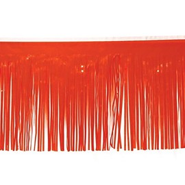 Anderson's Vinyl Orange Fringe, 15" x 10' Shiny Decorative Trim for Floats, Parties, Tables, Ceilings, Doorways, Backdrops, and Event Décor