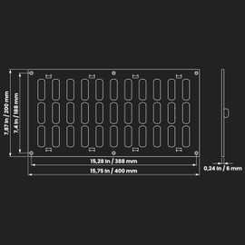 Repa Market 16" x 8" Inch (Outer Dimensions) Galvanized Adjustable Air Vent Cover - Galvanized Steel HVAC Air Vent Register - Heating, Cooling Toe Kick Vent Cover - Wall, Ceiling Intake Air Grille