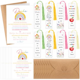 Clabby 8 Sets Thank You Gifts for Teacher Thank You Educator Bookmark with Tassel Floral Transparent Acrylic Bookmarks Thank You Cards and Envelopes for Graduation School Farewell Birthday Teacher's