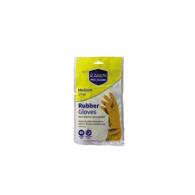 Ramon Hygiene Colour Coded Rubber Gloves, Size Medium, Yellow, Bulk