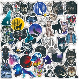 Wolf Stickers - Pack of Wolves, Family Cute Fierce, Waterproof Durable Reusable Vinyl Decals, 10, 20, 50, Water Bottle Bike Bumper Luggage Skateboard Graffiti, Best Gift for Everyone (10)