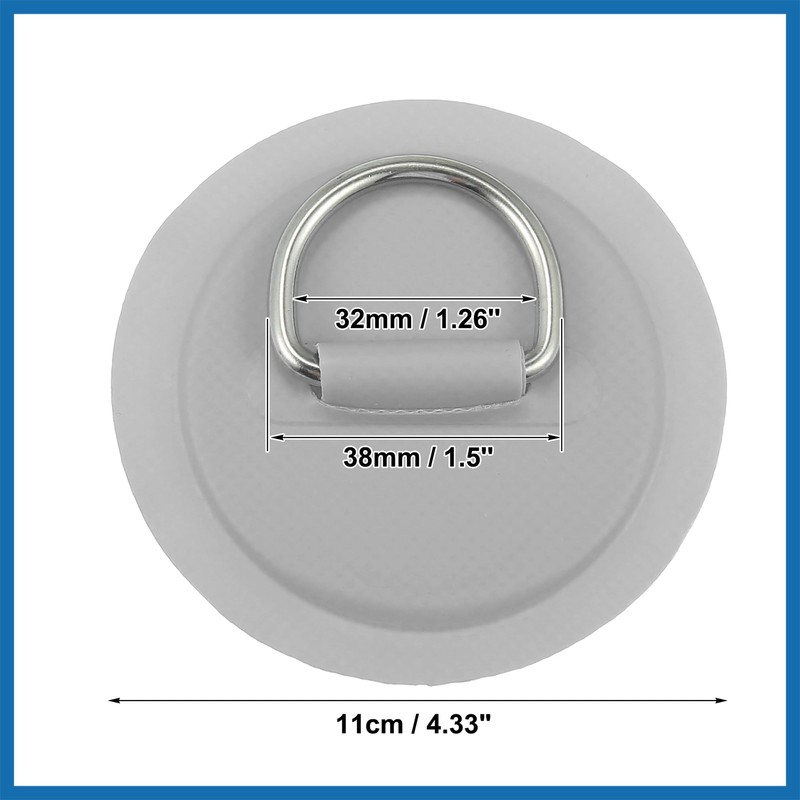 A ABSOPRO 4pcs 11cm Gray D Ring Patch Pad PVC