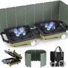 2-Burner Portable Propane Camping Stove with Windshield,Foldable Gas Stove