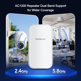Outdoor WiFi Repeater ，WiFi Booster | 2Min Setup | Repeater&AP Mode｜IP65 Weatherproof | Up to 1200Mbps Dual Band WiFi Extender