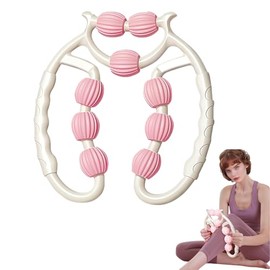 Yoedge Anti-Cellulite Roller Legs, 9 Rollers with Adjustable Width, Professional Lymphatic Drainage Massage Roller for Firming & Blood Circulation Promotion (Rose)