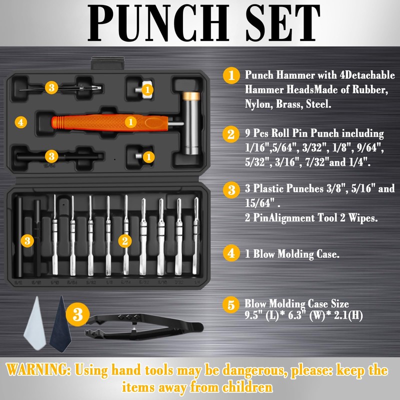 BESTNULE Upgrade Roll Pin Punch Set, Punch Set with Replaceable