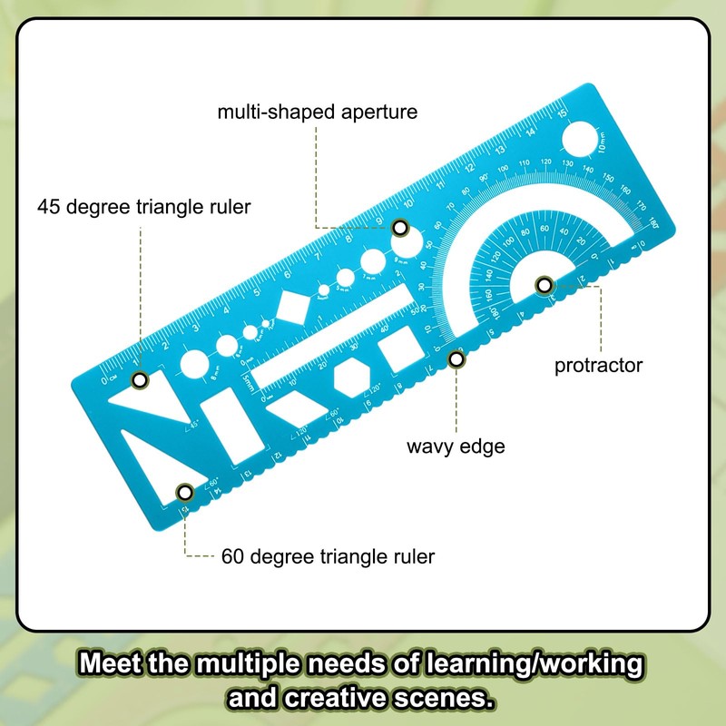 sourcing map 3pcs Multifunctional Geometric Rulers 15cm Metric and SAE