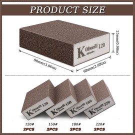 Schleifschwamm Set 120/150/180/220 4 Verschiedene Schleifschwamm Schleifpads Sortiment Schleifblock 8 Stück Schleifklotz Schmirgelpapier Set für Holz Metall Wandschaum Trockenbau