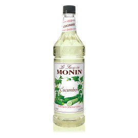 Monin Cucumber Syrup 33.8 Fl Oz Allergen Free for Cocktails Mocktails Teas Sodas