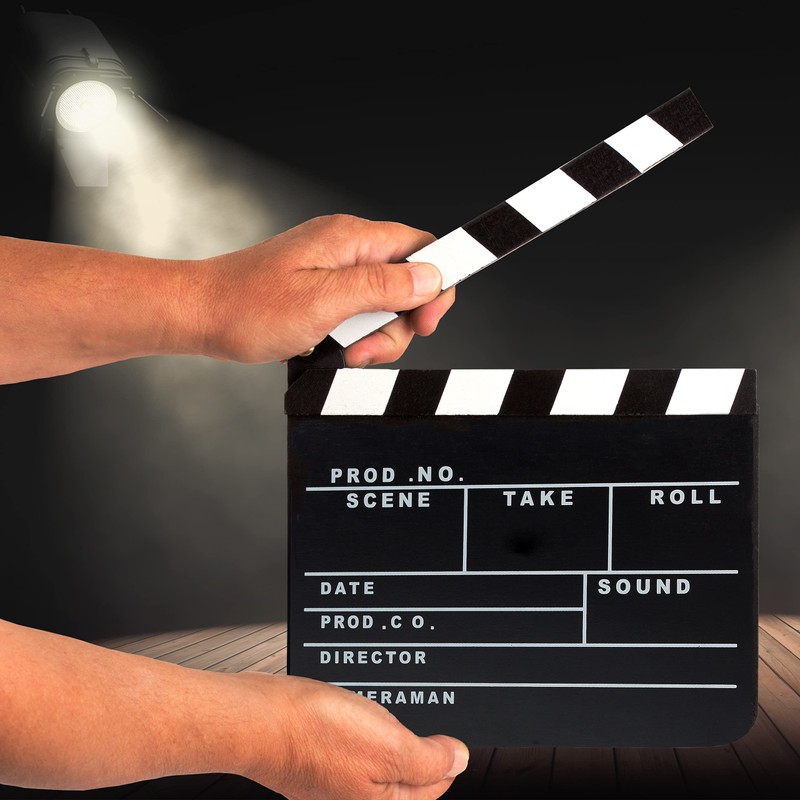 Relaxdays Filmklappe Holz, Regieklappe, Synchronklappe, Clapperboard, beschriftbar, Deko, H x