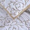 mixinni 2-Piece King Size Soft Microfiber Beige Quilted Embroidery Floral
