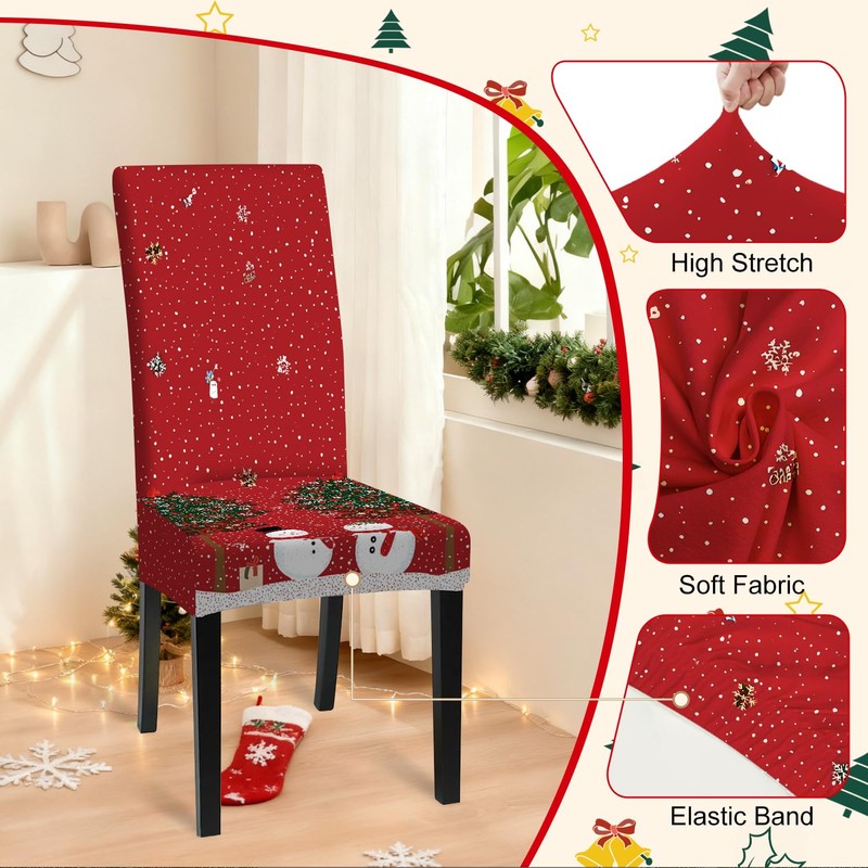 FOREVER QUEEN Red & White Classic Chair Covers 6 Pcs