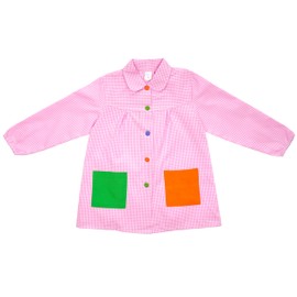 H HANSEL HOME Craft Apron with Button for Children at School Apron Used for Eating, Painting and Crafts, Painting Apron Children Elastic Cuffs, pink