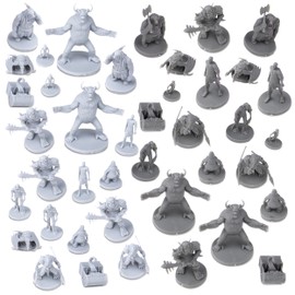 Path Gaming 40 Miniature Monsters Fantasy Tabletop RPG Figures for Dungeons and Dragons Roleplaying Games. 28mm Scaled Miniatures, 10 Unique Designs, Bulk Unpainted, Great for D&D/DND