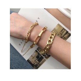 Gold Bracelets for Women Cuban Link Chain Bracelet Gold Layered Bracelet Set Adjustable Paper Clip Chain Bracelet Trendy Jewelry Gift for Girls (B)