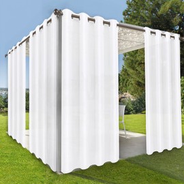 OutdoorLines Waterproof Indoor Outdoor Curtains for Patio-Privacy Sun Blocking Grommet Curtain Panel Weatherproof, UV Resistant Curtains for Gazebo, Front Porch, Pergola White 52W x 84L Inch 1 Panel