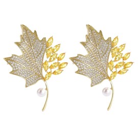 2Packs Luxury Gold Maple Leave Pin, Canadian Canada Maple Leaf Pins Brooches