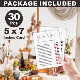 30 Guess Who Game Cards For Baby Shower - Minimalism White Double-Sided Fill In Advice Cards For Baby Announcement, Gender Reveal, New Parents-To-Be Party Favor & Supplies - C12